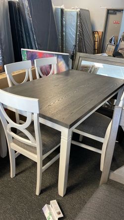 60” long grey white farmhouse table set in stock $475 was $799.
