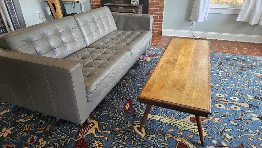 GREAT USED GREY GRAY LEATHER COUCH 80"
