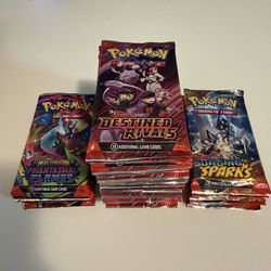 Pokemon 8 Phantasmal Flames, 7 Surging Sparks, 25 Destined Rivals Packs Lot