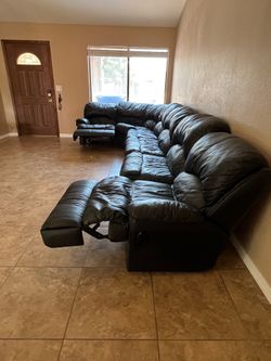 Large Black Reclining Sleeper Sectional Sofa - 2 Recliners - $350 OBO