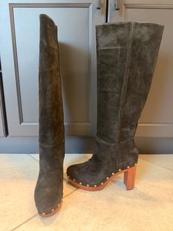 NEW VERONICA BEARD women's glendale suede clog knee boots. 6.5
