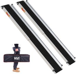 VNN Adjustable Wheelchair Ramp, 3-5 FT Portable Wheelchair Ramp for Home Step, Door Threshold Wheelchair Ramps for Home, Non-Slip Aluminum Scooter Ram