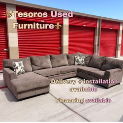 Gray microfiber sectional