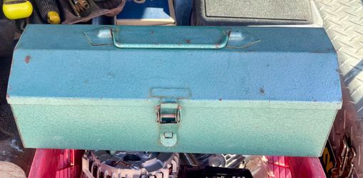 Vintage Green Metal Toolbox Teal Blue