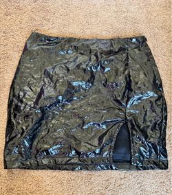 Sexy Wet Look Mini Skirt W/ Slip