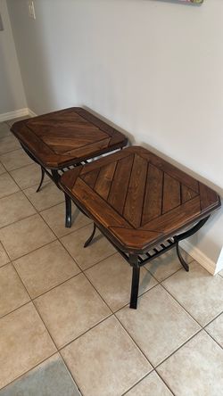 Wood and metal side tables
