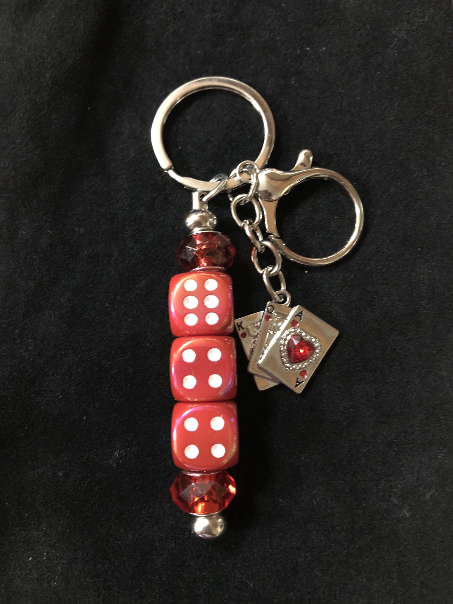 Red Dice Beaded Keychain 