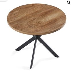 Modern Round Dining Table Leg Only – MDF with Walnut Finish and Powder Coated Steel Legs