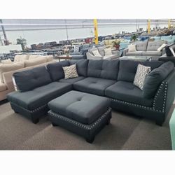 Black/ Gray Sectional Sofa New 