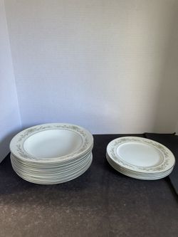 Wyndham Penrose 394 Fine China Japan 8 Soup Bowls + 4 Dinner Plates Floral Gold