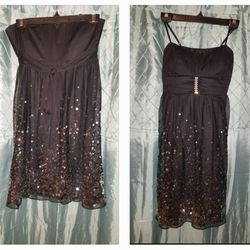 
Black Sequin, Ruby Rox, Size L,  Above the Knee, Formal Prom Wedding Party Dress