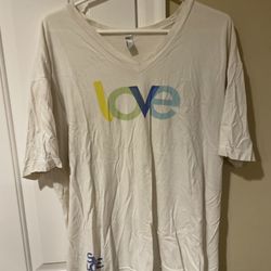 ⚡ DEAD STARTUP CORE – SaveLoveGive “LOVE” V-Neck Tee (American Apparel, XL)