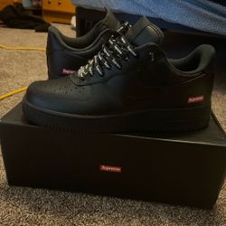 supreme black air force size 10
