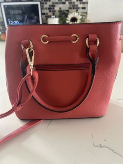 Purse bucket bag mini tote clutch dark salmon color