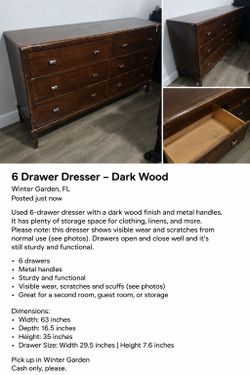 6 Drawer Dresser