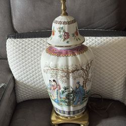Vintage LARGE Famille Rose Pair Lamps