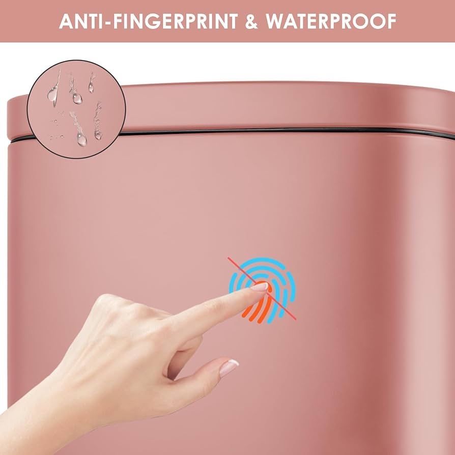 O539 $45 8 Gallon Step Trash Can, Stainless Steel Garbage Bin, Soft-Close Rubbish Bin with Removable Plastic Inner Bucket, Fingerprint-Proof, Lid Dus