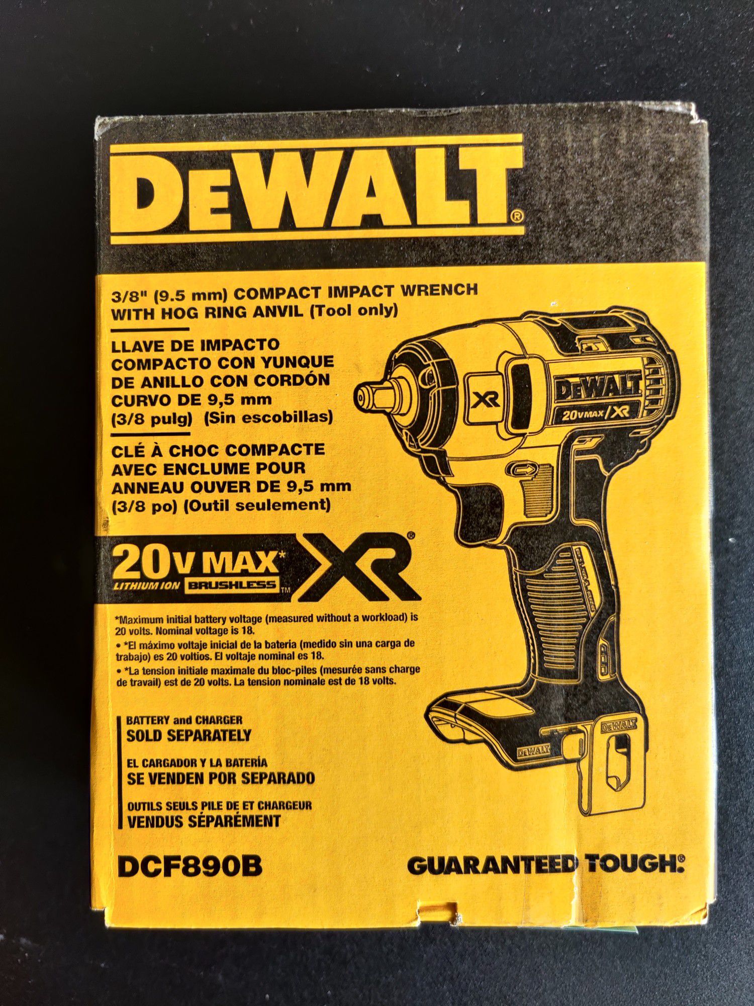 DCF890B DeWalt impact wrench XR