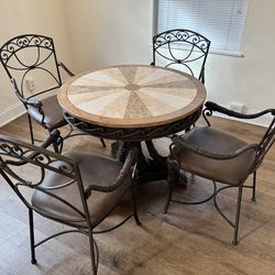 Metal + Marble Table With Four Chairs