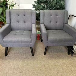 Brand new Accent Chair with Arm for Living Room, Tufted Upholstered Reading Chairs Modern Comfy Armchair Single Sofa with Solid Wood Legs for Bedroom 