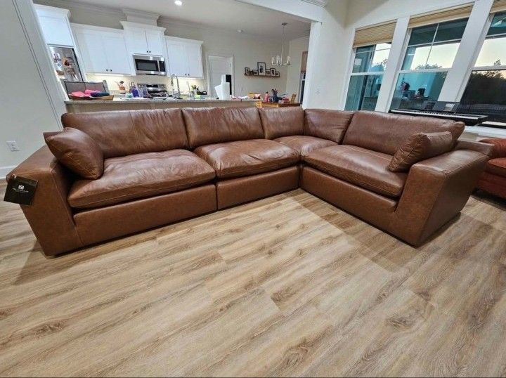 New Emilia Real Leather Sectional Sofa