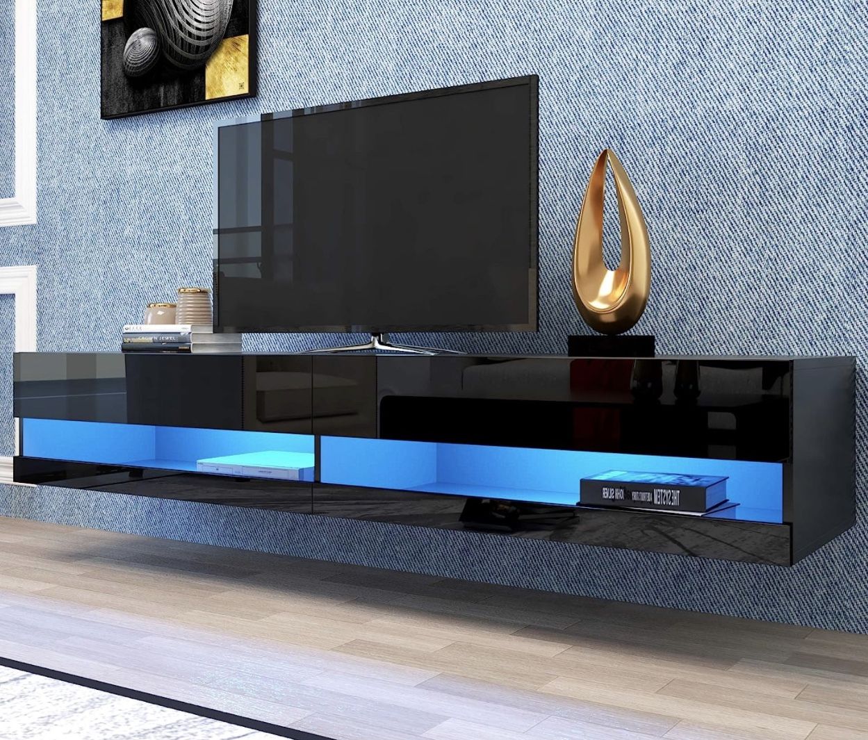 DMAITH 75 inch TV Stand with LED Lights