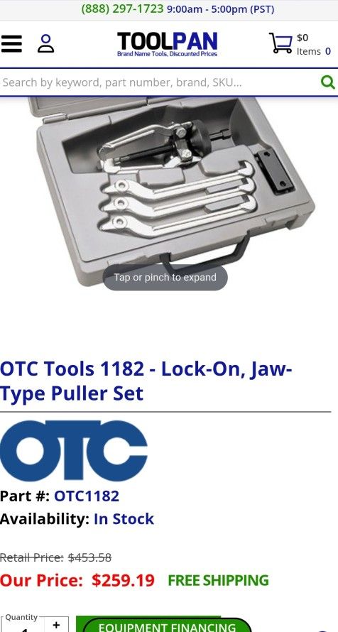 OTC Tools 1182 - Lock-On, Jaw- Type Puller Set $100