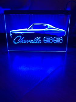 CHEVELLE SS LED NEON BLUE LIGHT SIGN 8x12