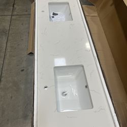 73” Countertop Only With Two Sinks For Bathroom Vanity