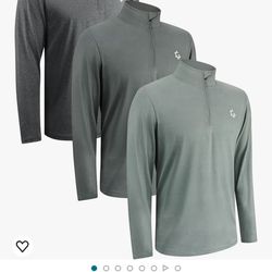 3Pack Quarter Zip Pullover Men Long Sleeve Sweatshirts Running Athletic Golf Gym Shirt Quick Dry