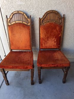 Pair of Pulaski Vintage High-Back Wood Dining Chairs - AS-IS