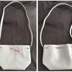 Issey Miyake Parfums silver metallic drawstring crossbody pouch bag