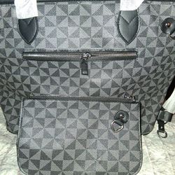 Black and gray purse plus change purse