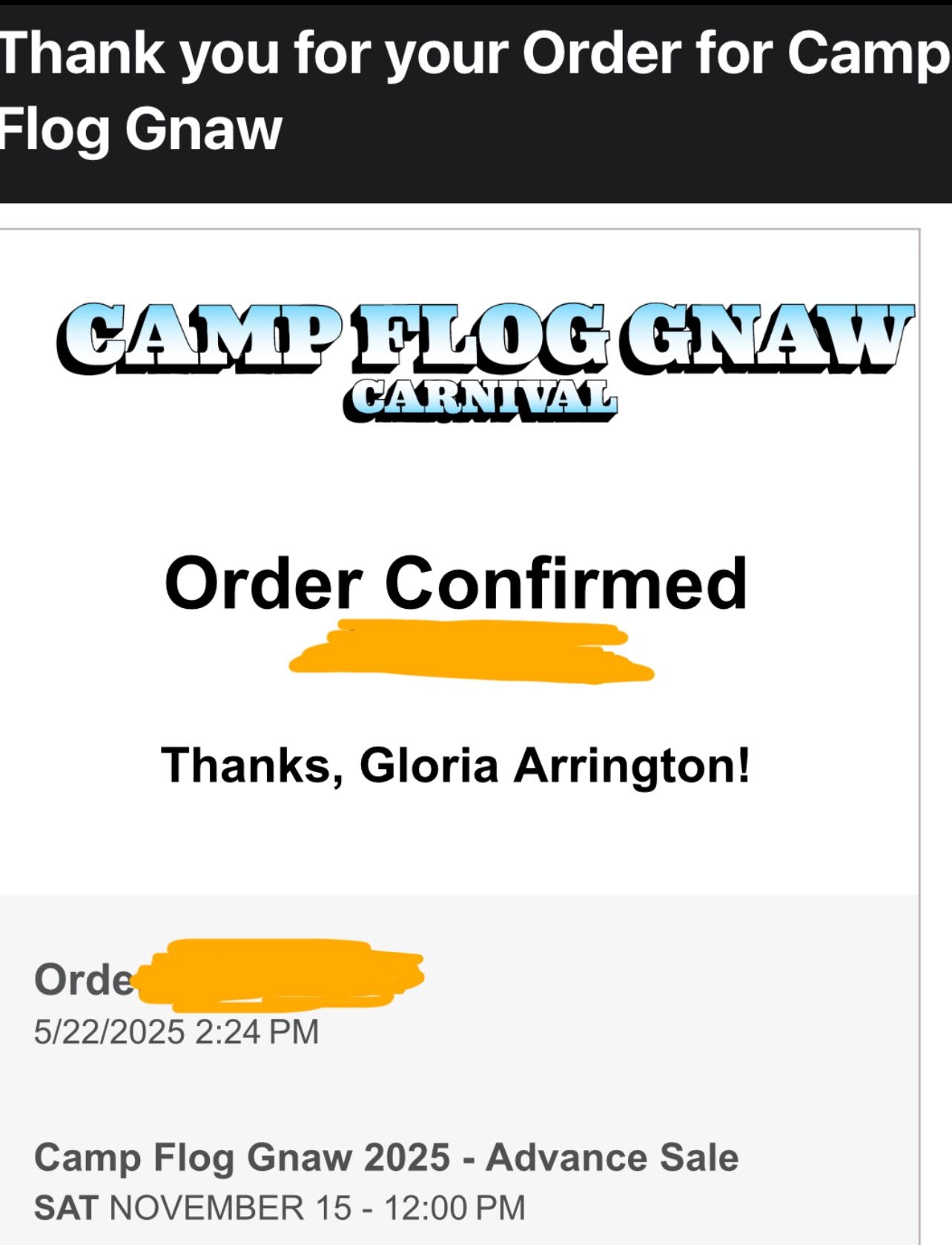 1 2-Day Camp Flog Gnaw GA Ticket
