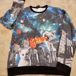  Large Unisex  Sweatshirt Flaming Cat