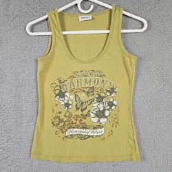 Vintage Yessica Women "Sweet Harmony" Tank Top Green Size S 100% Cotton