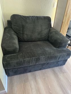 Soft furry large chair with matching ottoman