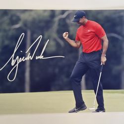 Tiger Woods Signed 8x10 Photo – Fist Pump Celebration PGA Golf Autograph w/ COA