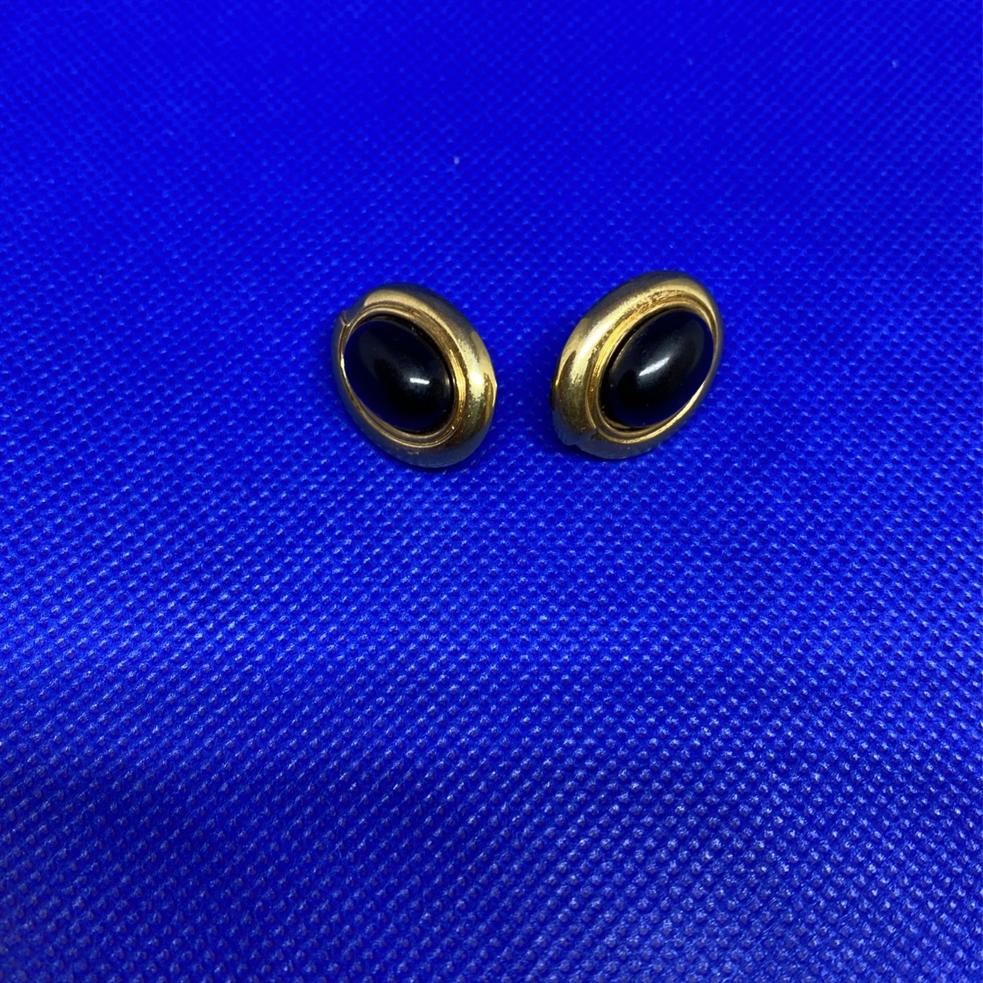 Gold Earrings With Black Insert
