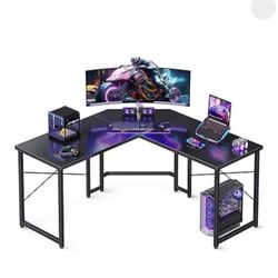 47 inch L Shaped Gaming Desk, Corner Desk Gaming Table for Home Office, Computer Desk Sturdy Writing Workstation for Small Space, Easy to Assemble, Bl