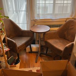 Set of 3 Vintage-Inspired Cognac Chairs