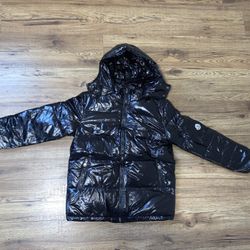 Moncler Black Coat Shinny Nylon Size Small 
