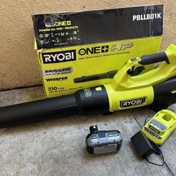 RYOBI ONE+ HP 18V Brushless Whisper Series 130 MPH 510 CFM Cordless Battery Leaf Blower with 6.0 Ah Battery and Charger