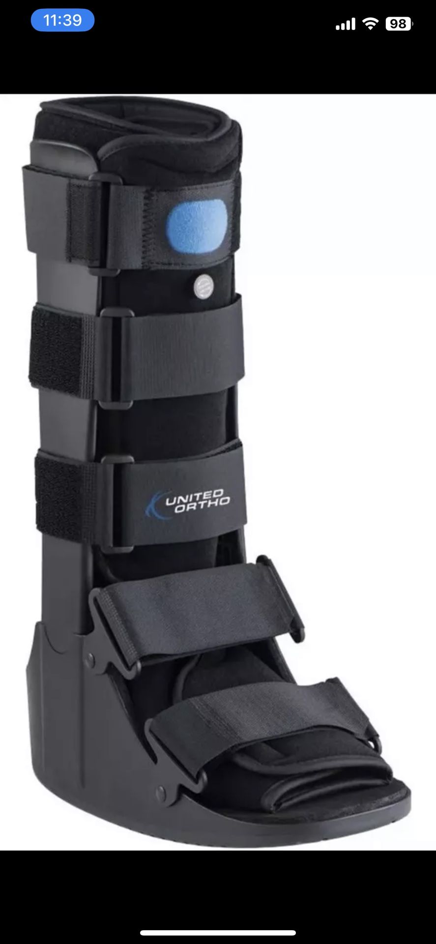 United Ortho Air Cam Walker Fracture Boot, Medium, Black