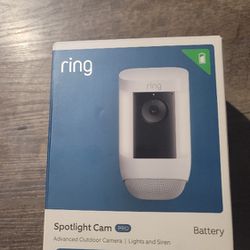 New. Ring Spotlight Cam Pro, Battery - Smart Security Video Camera with LED Lights, Dual Band Wifi, 3D Motion Detection, White

