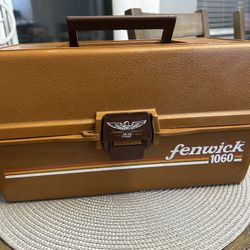 Vintage Fenwick 1060 Brown 3 Tray Fishing Tackle Box Clean!