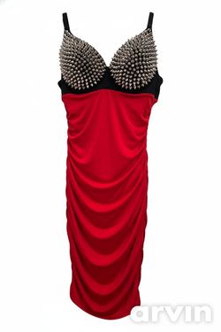 Red Studded Bodycon Dress (Rare Design) Unleash Your Inner Rock-Chic! NWT