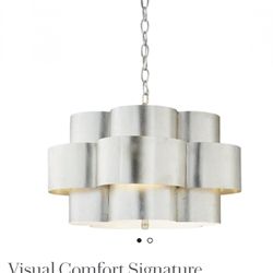 Arabelle Drum Shade Pendant, 5 - Light, Burnished Silver Leaf, 28" W. MSRP $2146. Our price $1162 + sales tax   
