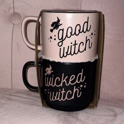 Cobwebs & Cauldrons pink halloween mugs good wicked witch