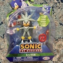 Jakks Pacific Sonic The Hedgehog 35th Anniversary Silver The Hedgehog Figure 